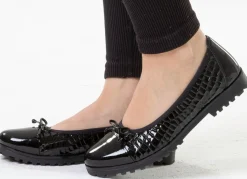 Discount ELENA EDEN , elegante Damen-Ballerinas, Weite G, mit Gummizug SCHWARZ