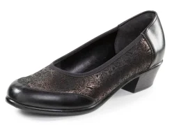 Clearance ELENA EDEN , elegante Damen-Pumps, Weite H, mit Gummizug SCHWARZ-BRONZE