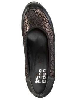 Clearance ELENA EDEN , elegante Damen-Pumps, Weite H, mit Gummizug SCHWARZ-BRONZE