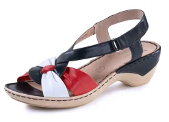 Hot ELENA EDEN , elegante Damen-Sandaletten, Weite H, mit Klettspange BLAU-WEISS-ROT
