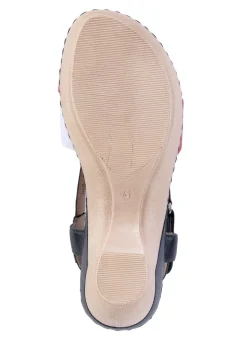 Hot ELENA EDEN , elegante Damen-Sandaletten, Weite H, mit Klettspange BLAU-WEISS-ROT