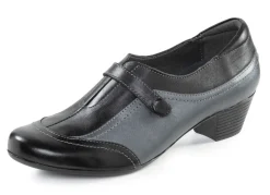 Sale ELENA EDEN , eleganter Damen-Trotteur, Weite G, mit herausnehmbarem Fußbett SCHWARZ-ALTSILBER