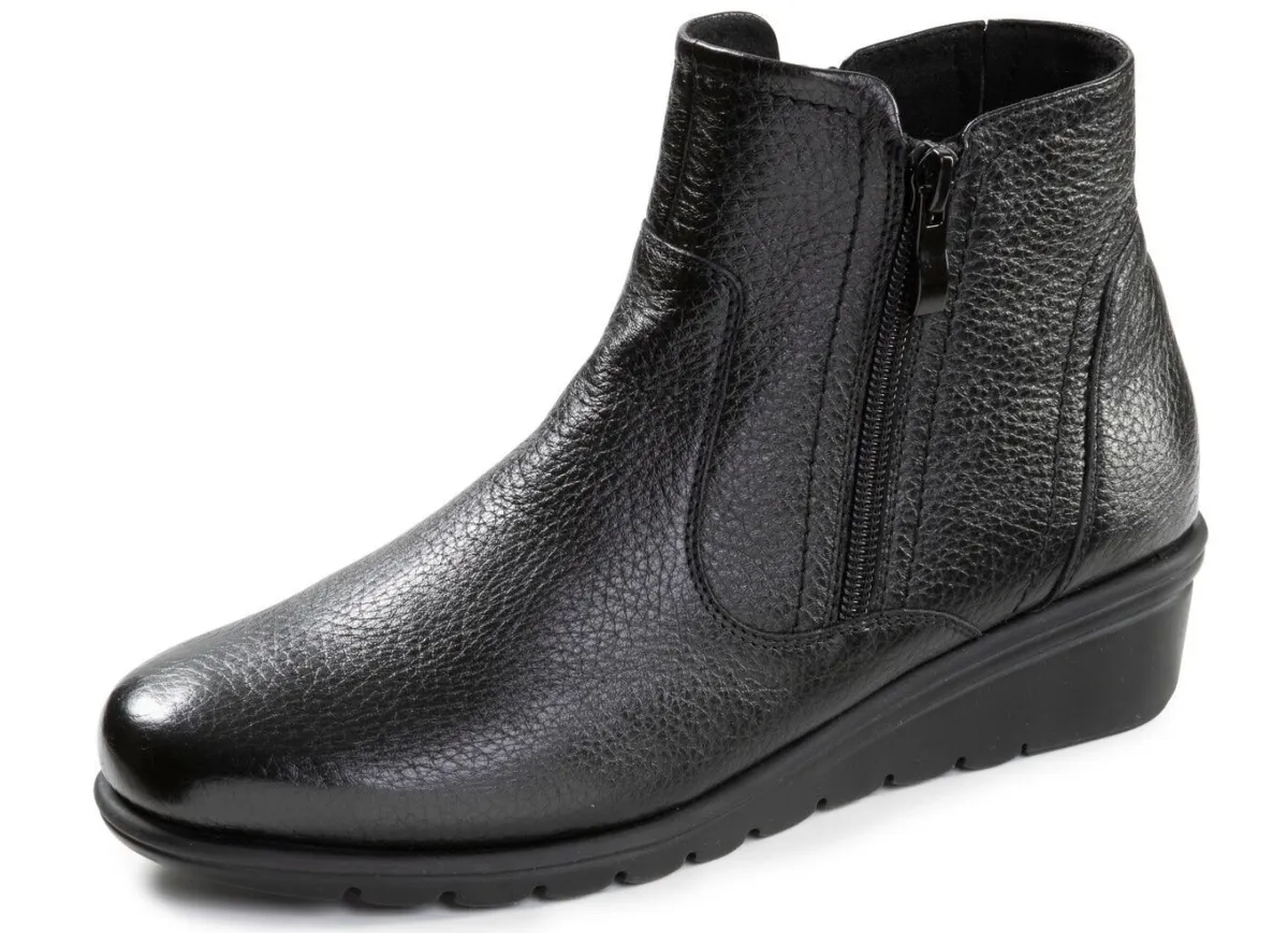 Outlet ELENA EDEN , gefütterte Damen-Stiefeletten, Winterschuhe, Weite G, mit Reißverschluss SCHWARZ