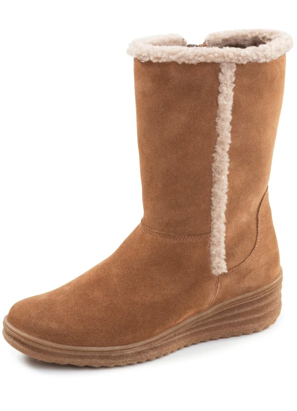 Best ELENA EDEN , gefütterte Damen-Stiefel, Winterschuhe, Weite H, mit Lammfell BRAUN-BEIGE