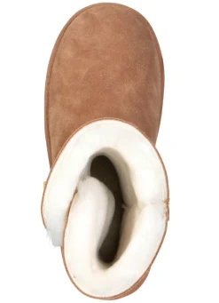 ELENA EDEN , gefütterte Damen-Stiefel, Winterschuhe, mit Lammfell NATURBRAUN