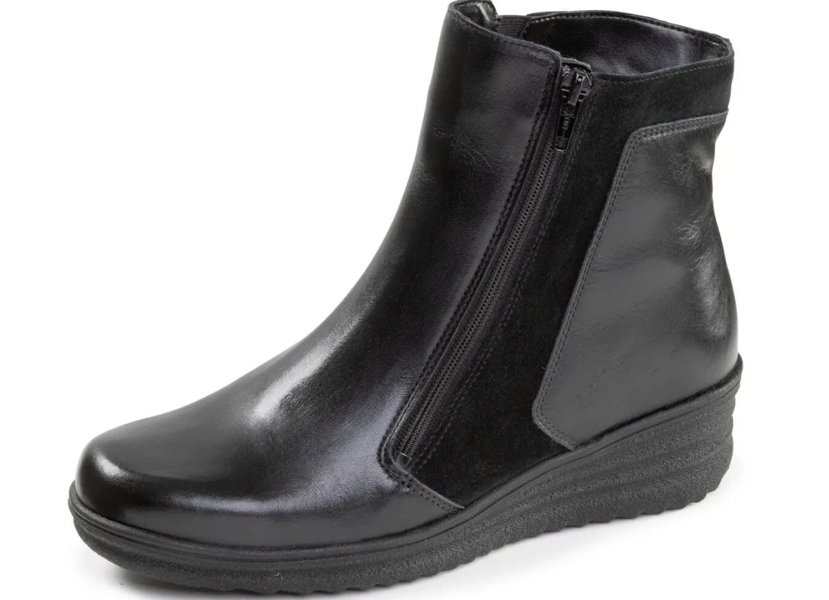 Discount ELENA EDEN , gefütterte Damen-Stiefeletten, Winterschuhe, Weite H, mit Lammfell SCHWARZ