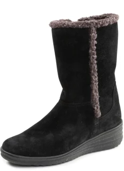 ELENA EDEN , gefütterte Damen-Stiefel, Winterschuhe, Weite H, mit Lammfell SCHWARZ-GRAU