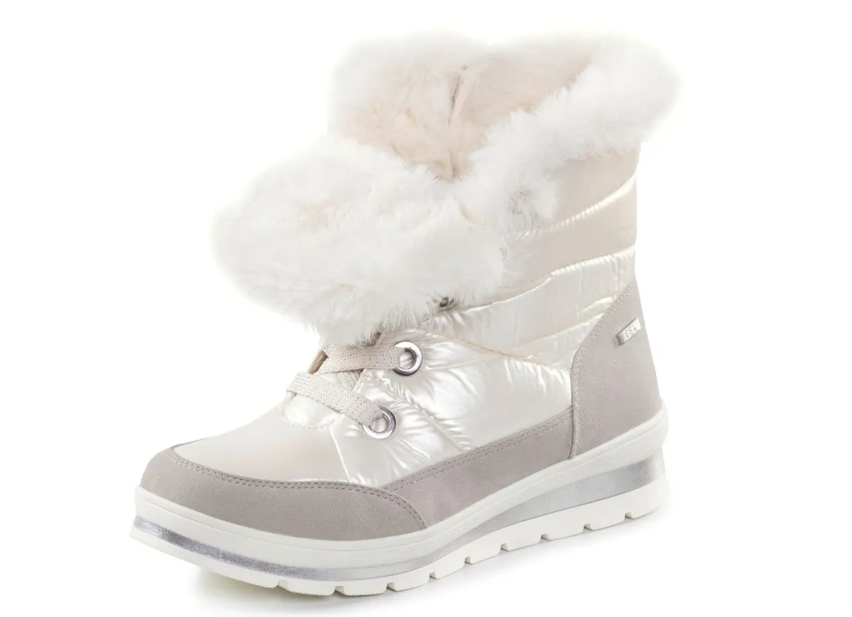 Best ELENA EDEN , gefütterte Damen-Boots, Winterschuhe, Weite G, mit herausnehmbarem Fußbett PERLWEISS-GRAU