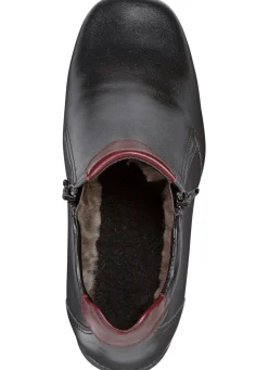 Hot ELENA EDEN , gefütterte Damen-Boots, Winterschuhe, Weite H, mit Lammfell SCHWARZ-BORDEAUX