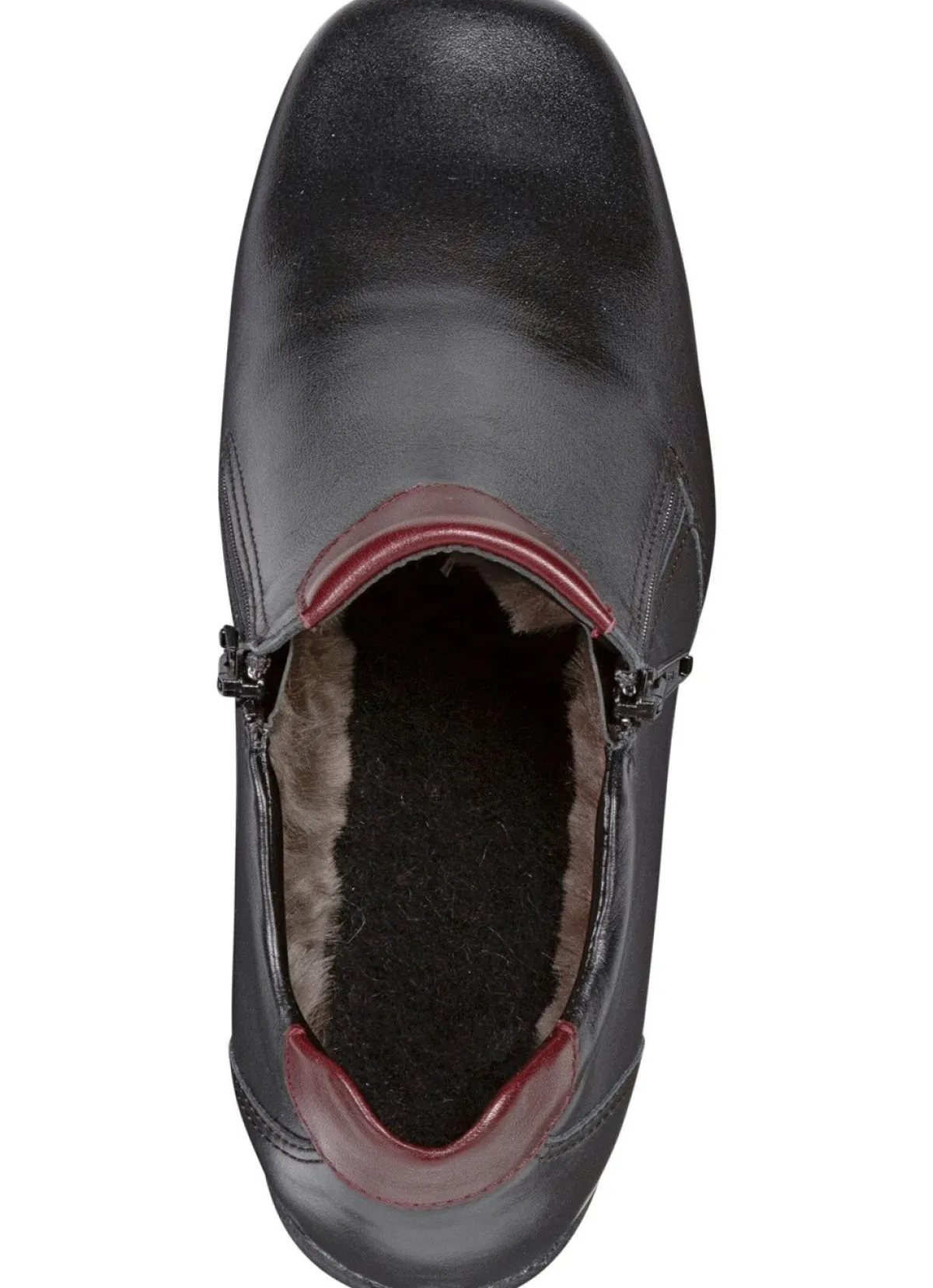 Hot ELENA EDEN , gefütterte Damen-Boots, Winterschuhe, Weite H, mit Lammfell SCHWARZ-BORDEAUX
