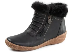 New ELENA EDEN , gefütterte Damen-Boots, Winterschuhe, Weite G, mit herausnehmbarem Fußbett SCHWARZ