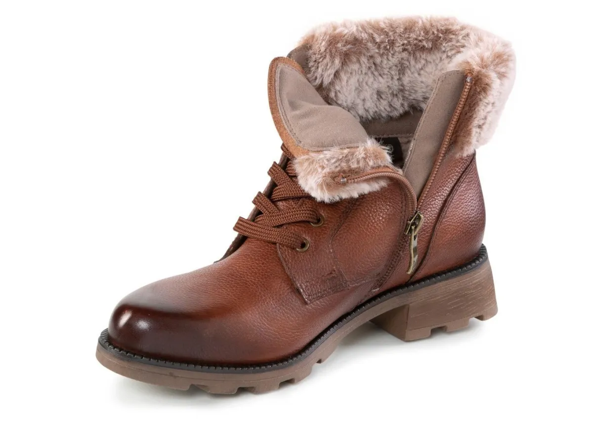New ELENA EDEN , gefütterte Damen-Stiefeletten, Winterschuhe, Weite G, mit herausnehmbarem Fußbett BRAUN