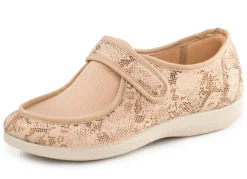 Outlet ELENA EDEN Hausschuh aus teilweise glänzend bedrucktem Textilmaterial BEIGE