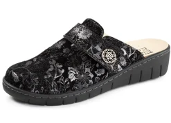 Hot ELENA EDEN , klassiche Damen-Clogs, Weite H, mit herausnehmbarem Fußbett SCHWARZ