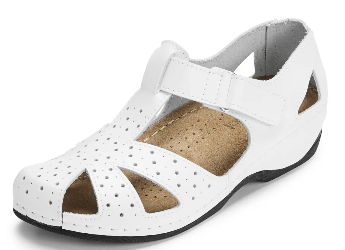 Discount ELENA EDEN , klassische Damen-Sandalen, Weite H, mit Klettverschluss WEISS