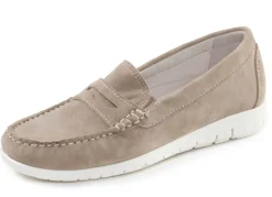 Hot ELENA EDEN , klassische Damen-Slipper, Weite H, mit herausnehmbarem Fußbett TAUPE