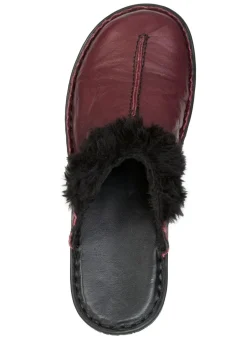 Clearance ELENA EDEN , klassische Damen-Clogs, Weite G, mit Plüsch BURGUND