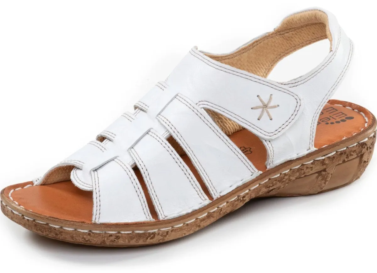New ELENA EDEN , klassische Damen-Sandalen, Weite G, mit Klettverschluss WEISS