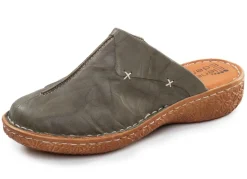 New ELENA EDEN , klassische Damen-Clogs, Weite G, mit Gummizug KHAKI