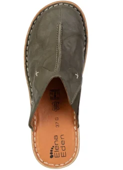 New ELENA EDEN , klassische Damen-Clogs, Weite G, mit Gummizug KHAKI