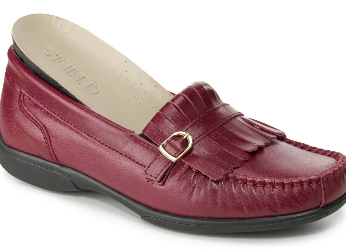 Hot BADER ELENA EDEN, klassische Damen-Slipper, Weite H, mit herausnehmbarem Lederfußbett BORDEAUX