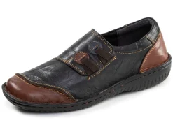 Outlet ELENA EDEN , klassische Damen-Slipper, Weite G, mit herausnehmbarem Fußbett SCHWARZ-BRAUN