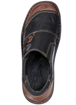 Outlet ELENA EDEN , klassische Damen-Slipper, Weite G, mit herausnehmbarem Fußbett SCHWARZ-BRAUN