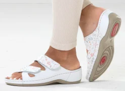 Discount ELENA EDEN , klassische Damen-Pantoletten, Weite G, mit Klettverschluss WEISS