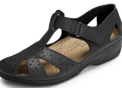 ELENA EDEN , klassische Damen-Sandalen, Weite H, mit Klettverschluss SCHWARZ