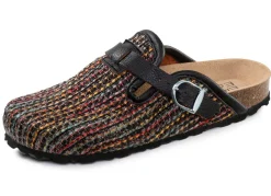 Clearance ELENA EDEN , klassische Damen-Clogs, Weite H, mit verstellbarer Spange SCHWARZ-MULTICOLOR