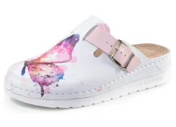 Online ELENA EDEN , klassische Damen-Clogs, Weite, G, mit verstellbarer Schließe WEISS-BUNT