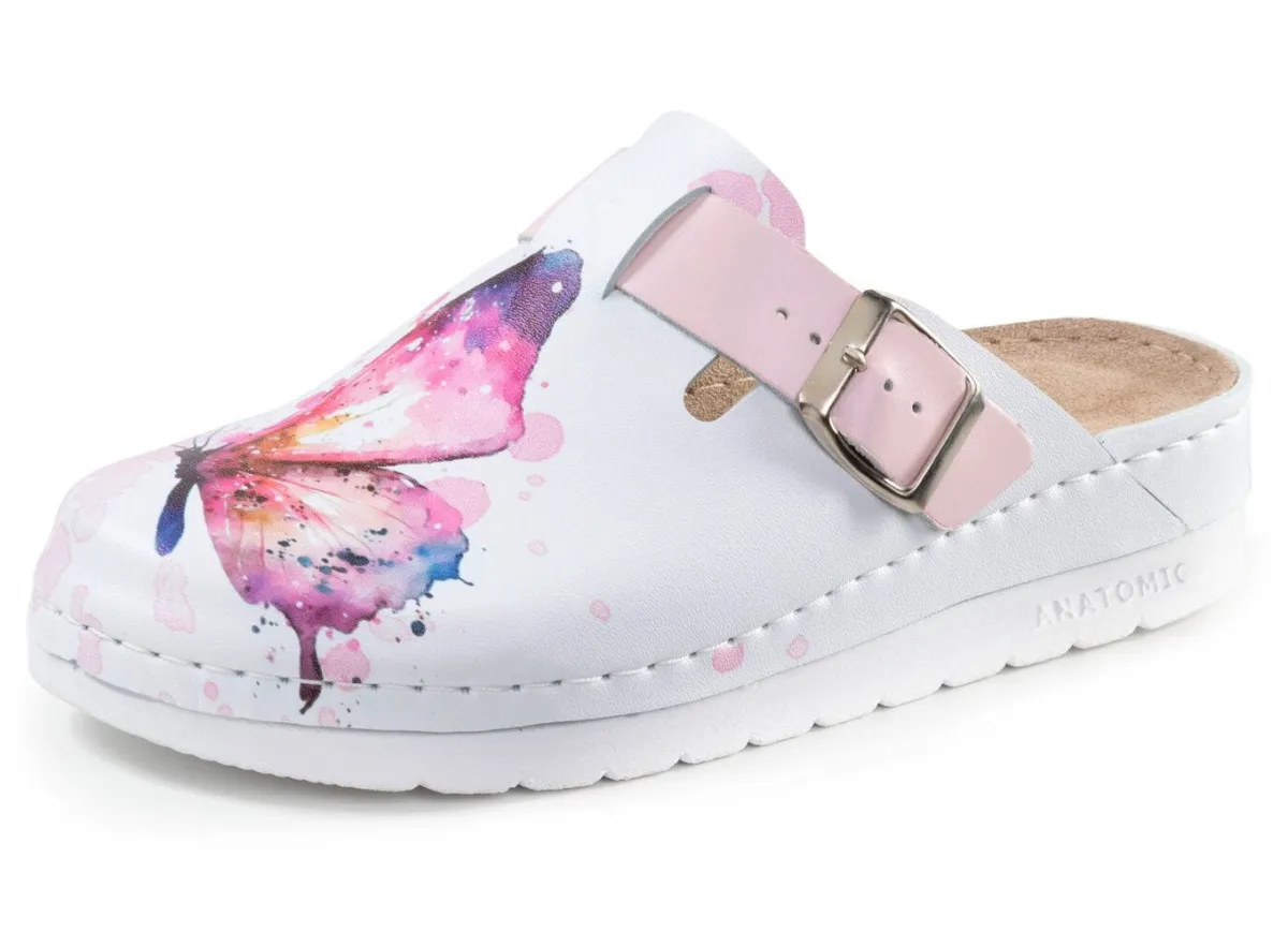 Online ELENA EDEN , klassische Damen-Clogs, Weite, G, mit verstellbarer Schließe WEISS-BUNT