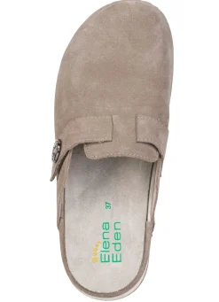 Best ELENA EDEN , klassische Damen-Clogs, Weite H, mit herausnehmbarem Fußbett TAUPE