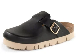 New ELENA EDEN , klassische Damen-Clogs, Weite H, mit Klettspange SCHWARZ