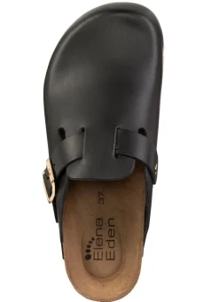 New ELENA EDEN , klassische Damen-Clogs, Weite H, mit Klettspange SCHWARZ