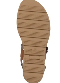 Outlet ELENA EDEN , leichte Damen-Sandaletten, Weite G, mit Klettverschluss COGNAC