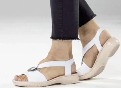 ELENA EDEN , leichte Damen-Sandalen, Weite H, mit Elastik-Bandage WEISS