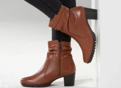 Best BADER ELENA EDEN, modische Damen-Stiefeletten, Weite G, mit herausnehmbarem Fußbett COGNAC