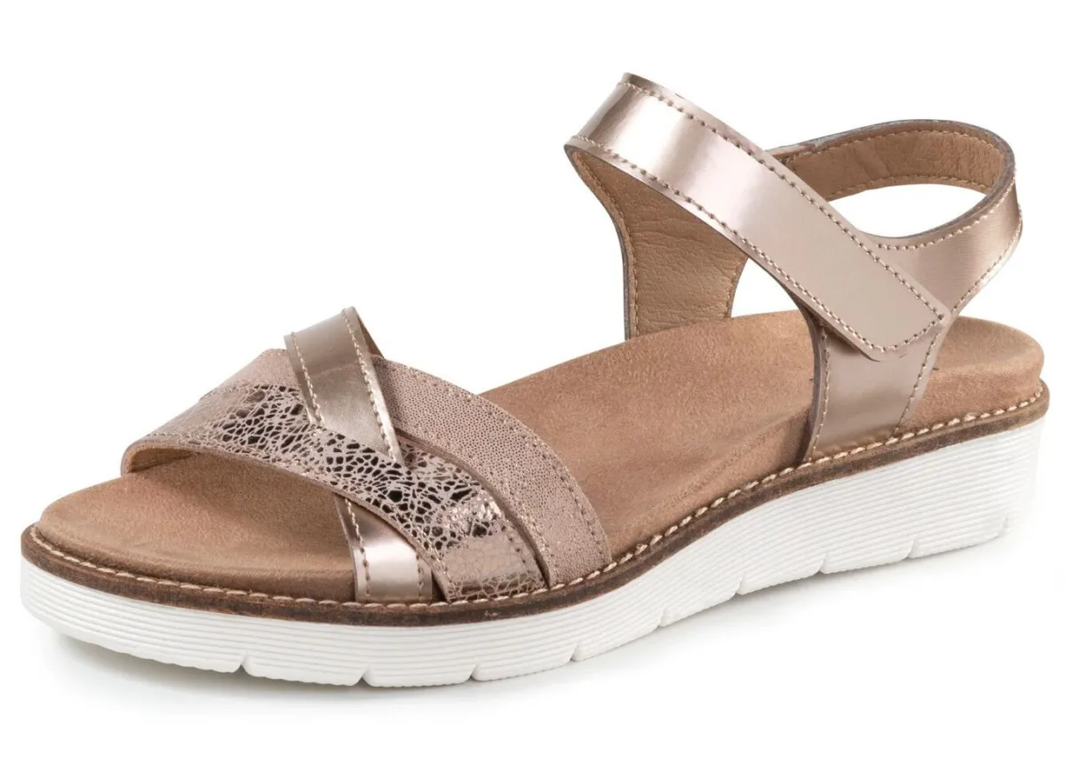 Hot ELENA EDEN , modische Damen-Sandale, Weite H, mit herausnehmbarem Fußbett BRONZE