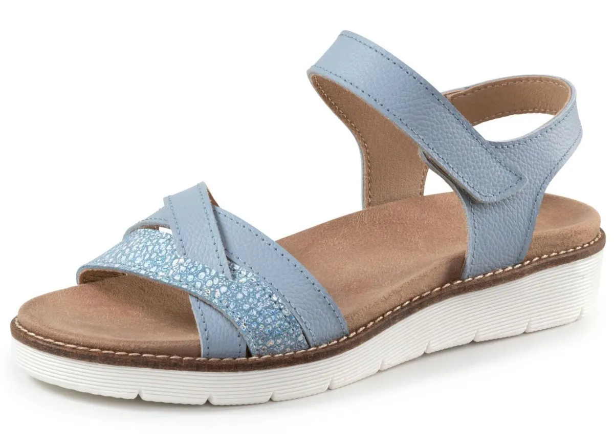Clearance ELENA EDEN , modische Damen-Sandale, Weite H, mit herausnehmbarem Fußbett BLEU