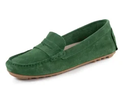 Clearance ELENA EDEN Mokassin-Slipper aus geschmeidigem Rind-Veloursleder GRÜN