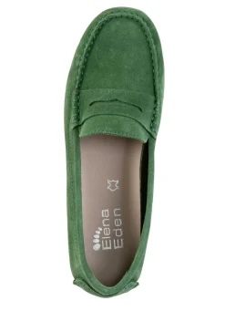 Clearance ELENA EDEN Mokassin-Slipper aus geschmeidigem Rind-Veloursleder GRÜN