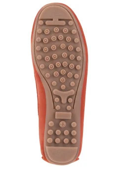 Hot ELENA EDEN Mokassin-Slipper aus geschmeidigem Rind-Veloursleder ORANGE