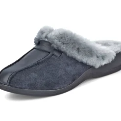 Outlet BADER ELENA EDEN Pantoffel mit echtem Lammfellfutter MARINE-HELLGRAU