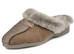 BADER ELENA EDEN Pantoffel mit echtem Lammfellfutter TAUPE