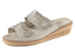 Hot ELENA EDEN MADE IN GERMANY ELENA EDEN Pantolette aus krokogeprägtem Lack- und Nappaleder BEIGE