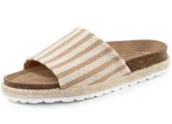 Online ELENA EDEN Pantolette aus grob gewebtem Textilmaterial BEIGE-WEISS