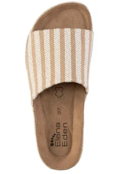 Online ELENA EDEN Pantolette aus grob gewebtem Textilmaterial BEIGE-WEISS