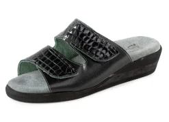 ELENA EDEN MADE IN GERMANY ELENA EDEN Pantolette aus krokogeprägtem Lack- und Nappaleder SCHWARZ