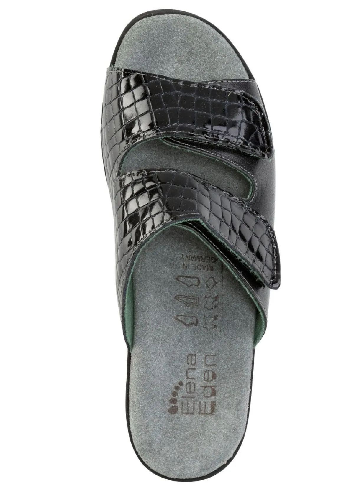 ELENA EDEN MADE IN GERMANY ELENA EDEN Pantolette aus krokogeprägtem Lack- und Nappaleder SCHWARZ